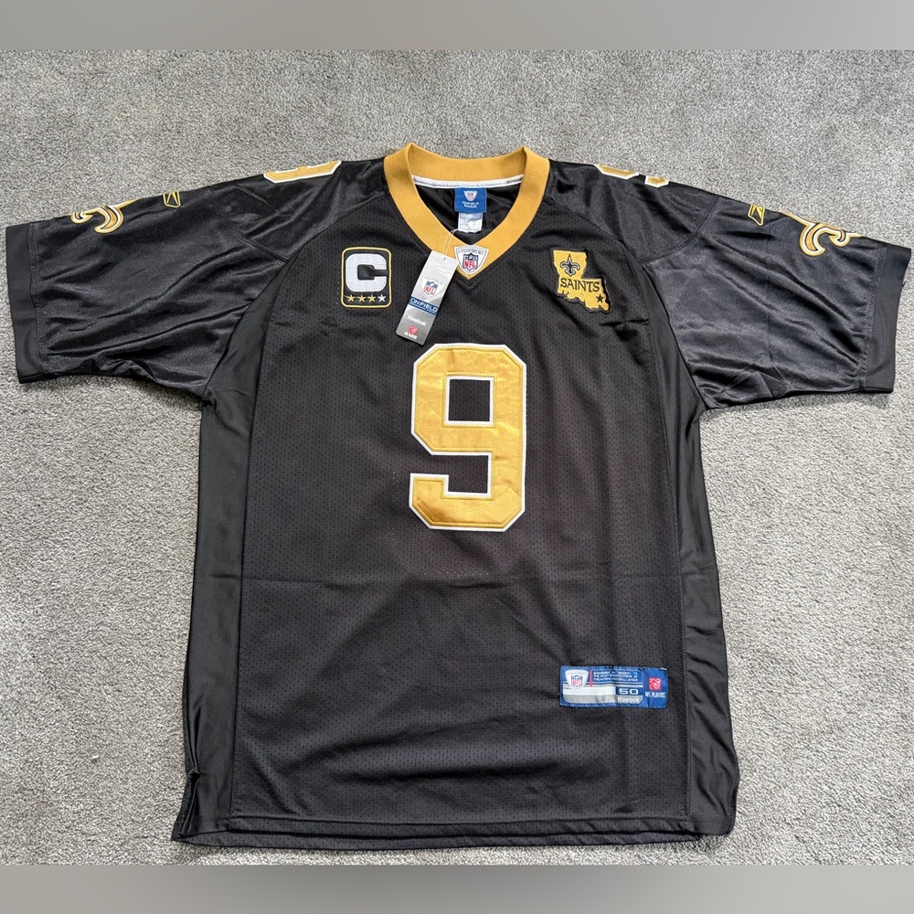 New Orleans Saints Drew Brees #9 Reebok On Field Jersey NWT Size 50 Black NFL